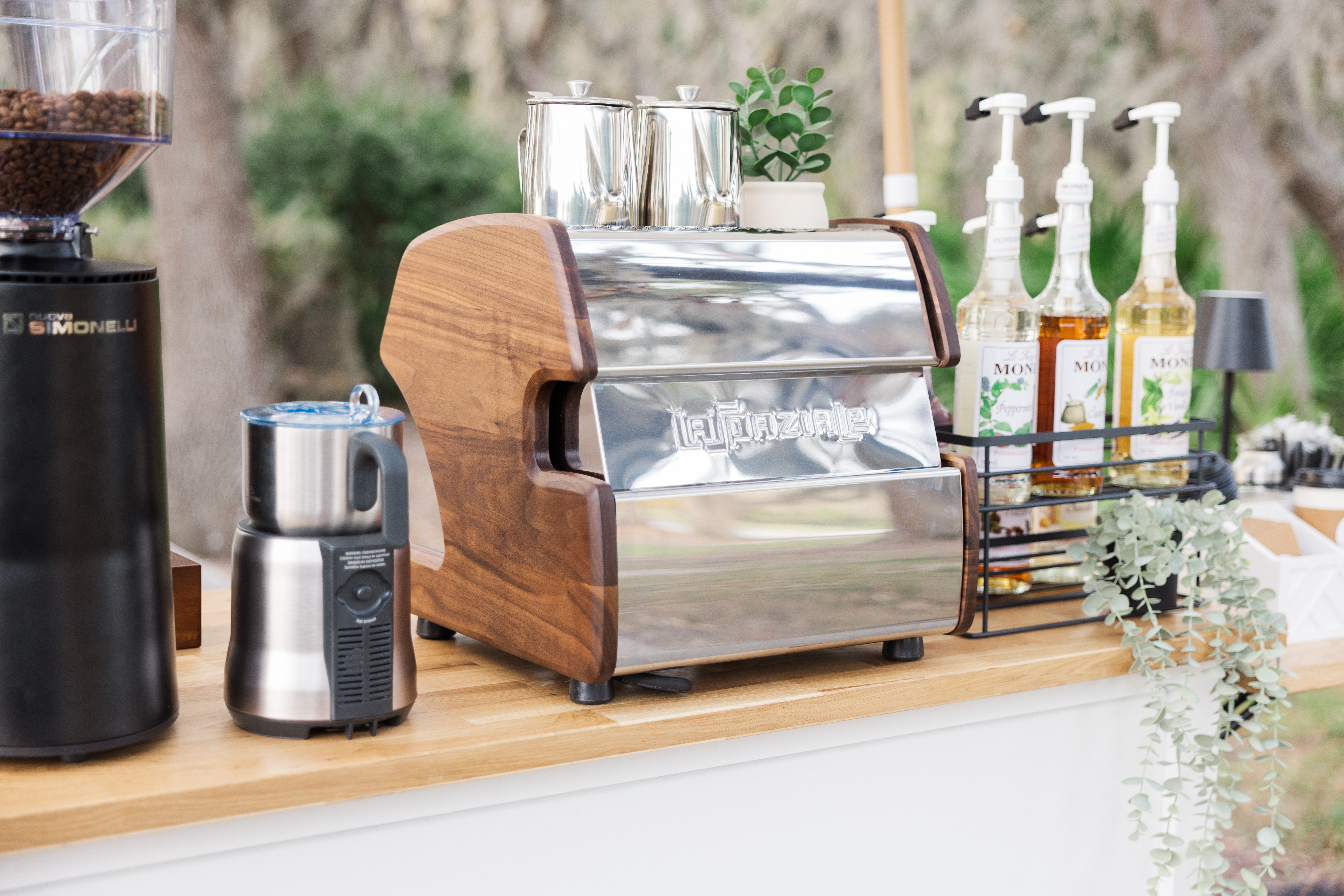 Barista preparing espresso shot at a Davis Islands wedding